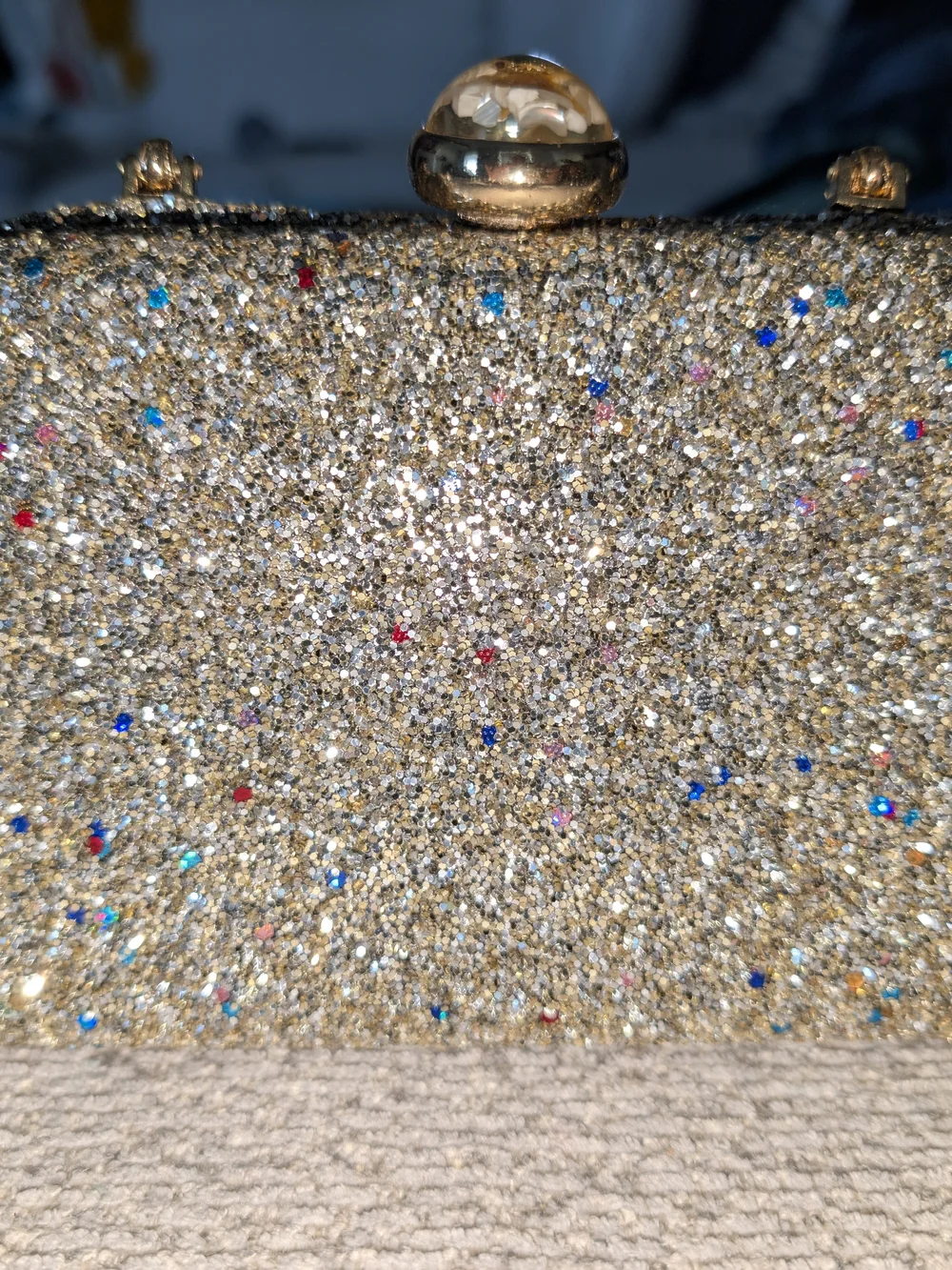 NWOT Gold Glitter Multi-Color Speckle Evening Clutch